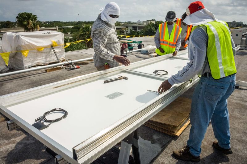 Solar panels on a residential roof
