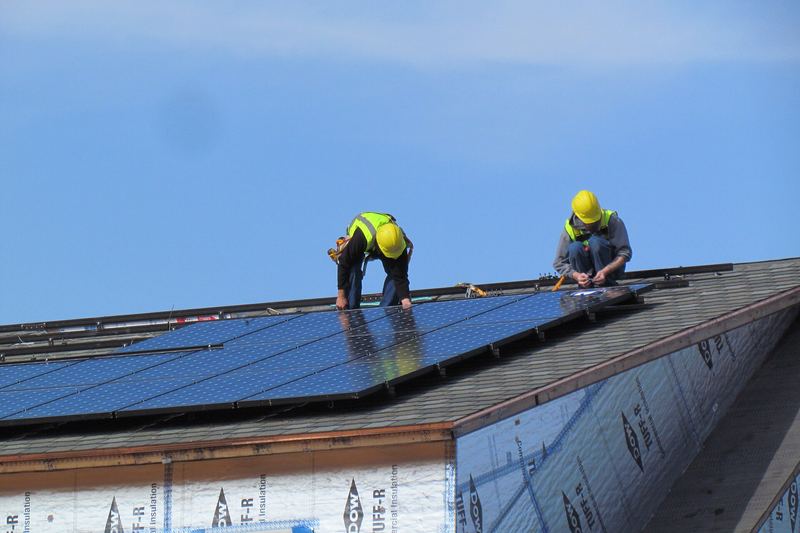 Solar panels on a residential roof